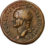 Dupondius - Vespasian PAX AVGVST S C; Pax obverse image