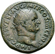 Dupondius - Vespasian ROMA S C; Roma obverse image