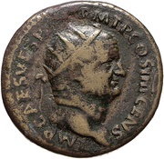Dupondius - Vespasian S P Q R OB CIV SER obverse image