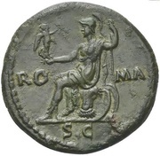 Dupondius - Titus ROMA S C; Roma and Victory, Rome, 73 reverse image
