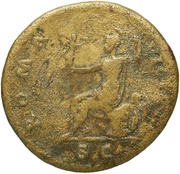Dupondius - Titus ROMA VICTRIX S C; Roma and Victory, Rome, 73 reverse image