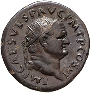 Dupondius - Vespasian VESTA S C; Vesta obverse image
