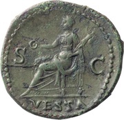 Dupondius - Vespasian VESTA S C; Vesta, Rome, 76 reverse image