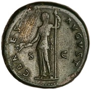 Dupondius - Vespasian CERES AVGVST S C; Ceres, Rome, 77-78 reverse image