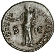 Dupondius - Vespasian FIDES PVBLICA S C; Fides, Rome, 77-78 reverse image
