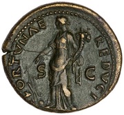 Dupondius - Vespasian FORTVNAE REDVCI S C; Fortuna, Rome, 77-78 reverse image