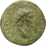 Dupondius - Vespasian ROMA S C; Roma and Victory obverse image