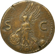 Dupondius - Vespasian S C; Victory, Rome, 77-78 reverse image