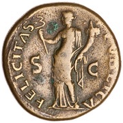 Dupondius - Titus FELICITAS PVBLICA S C; Felicitas, Rome, 77-78 reverse image