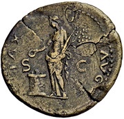 Dupondius - Titus PAX AVG S C; Pax, Rome, 77-78 reverse image