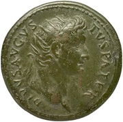 Dupondius - Augustus IMP T VESP AVG REST S C; Victory obverse image