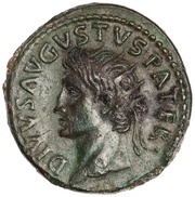 Dupondius - Augustus IMP T VESP AVG REST S C; Victory obverse image