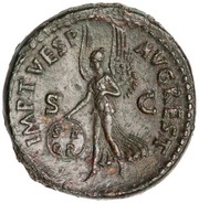 Dupondius - Augustus IMP T VESP AVG REST S C; Victory, Rome, 80-81 reverse image