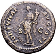 Dupondius - Domitian FORTVNAE AVGVSTI S C; Fortuna, Rome, 85 reverse image