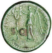 Dupondius - Domitian VICTORIAE AVGVSTI S C; Victory, Rome, 85 reverse image