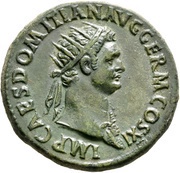 Dupondius - Domitian VIRTVTI AVGVSTI S C; Virtus obverse image