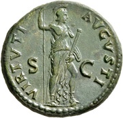 Dupondius - Domitian VIRTVTI AVGVSTI S C; Virtus, Rome, 85 reverse image