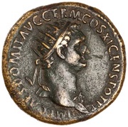 Dupondius - Domitian VIRTVTI AVGVSTI S C; Virtus obverse image