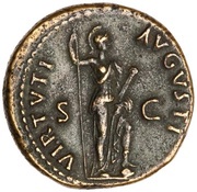 Dupondius - Domitian VIRTVTI AVGVSTI S C; Virtus, Rome, 85 reverse image