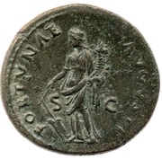 Dupondius - Domitian FORTVNAE AVGVSTI S C; Fortuna, Rome, 86 reverse image