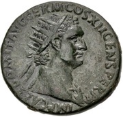 Dupondius - Domitian VICTORIAE AVGVSTI S C; Victory obverse image
