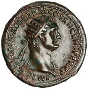 Dupondius - Domitian VIRTVTI AVGVSTI S C; Virtus obverse image