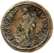 Dupondius - Domitian FORTVNAE AVGVSTI S C; Fortuna, Rome, 87 reverse image