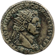 Dupondius - Domitian FORTVNAE AVGVSTI S C; Fortuna obverse image