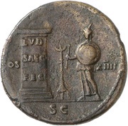 Dupondius - Domitian COS XIIII LVD SAEC FEC S C, Rome, 88 reverse image