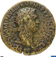 Dupondius - Domitian COS XIIII LVD SAEC FEC S C; Tiber obverse image