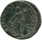 Dupondius - Domitian FORTVNAE AVGVSTI S C; Fortuna, Rome, 88-89 reverse image