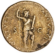 Dupondius - Domitian VIRTVTI AVGVSTI S C; Virtus, Rome, 88-89 reverse image