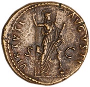 Dupondius - Domitian VIRTVTI AVGVSTI S C; Virtus, Rome, 90-91 reverse image