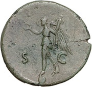 Dupondius - Domitian S C; Victory, Rome, 95-96 reverse image