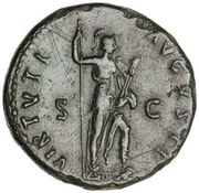 Dupondius - Domitian VIRTVTI AVGVSTI S C; Virtus, Rome, 95-96 reverse image
