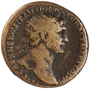 Dupondius - Trajan S P Q R OPTIMO PRINCIPI S C ALIM ITAL; Abundantia obverse image