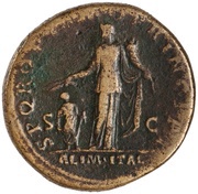 Dupondius - Trajan S P Q R OPTIMO PRINCIPI S C ALIM ITAL; Abundantia, Rome, 103-111 reverse image