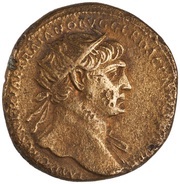 Dupondius - Trajan S P Q R OPTIMO PRINCIPI S C; Abundantia obverse image