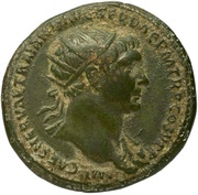 Dupondius - Trajan S P Q R OPTIMO PRINCIPI S C; Pax obverse image