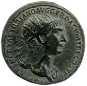 Dupondius - Trajan S P Q R OPTIMO PRINCIPI S C; Jupiter and Pax obverse image