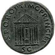 Dupondius - Trajan S P Q R OPTIMO PRINCIPI S C; Jupiter and Pax, Rome, 103-111 reverse image
