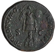 Dupondius - Trajan S P Q R OPTIMO PRINCIPI S C, Rome, 103-111 reverse image
