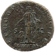 Dupondius - Trajan S P Q R OPTIMO PRINCIPI S C ALIM ITAL; Abundantia, Rome, 112-114 reverse image