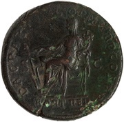 Dupondius - Hadrian DAC PARTHICO P M TR P COS P P FORT RED S C; Fortuna, Rome, 117 reverse image