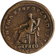 Dupondius - Hadrian PONT MAX TR POT COS DES II FORT RED SC; Fortuna, Rome, 117 reverse image