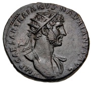 Dupondius - Hadrian PONT MAX TR POT COS II CONCORDIA S C; Concordia and Spes obverse image