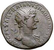 Dupondius - Hadrian PONT MAX TR POT COS II ANNONA AVG S C; Annona obverse image