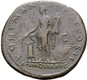 Dupondius - Hadrian PONT MAX TR POT COS II ANNONA AVG S C; Annona, Rome, 117 reverse image