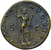 Dupondius - Hadrian SALVS PVBLICA S C; Salus, Rome, 119-120 reverse image