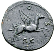 Dupondius - Hadrian COS III (III occasionally in exergue) S C; Pegasus reverse image